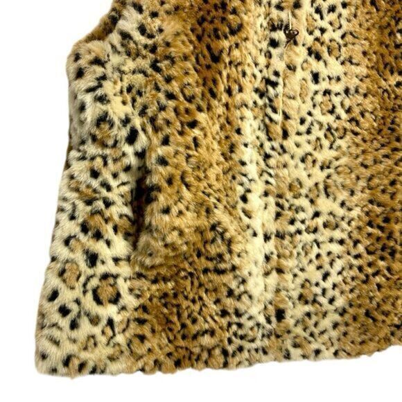FUDA Studios Reversible Vest Womens M Cheetah Print Faux Fur Zip Stand Up Jacket - Picture 3 of 12
